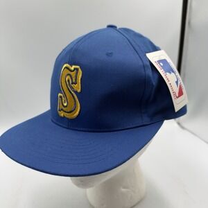 Vtg 80's Seattle Mariners "S" Logo Snapback Hat Cap MLB Blue USA Deadstock NWT